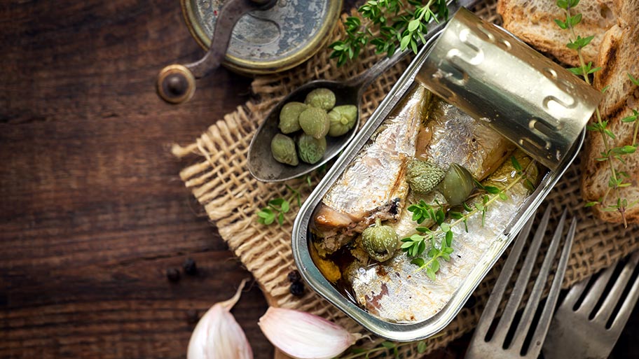Tinned fish with capers and toast