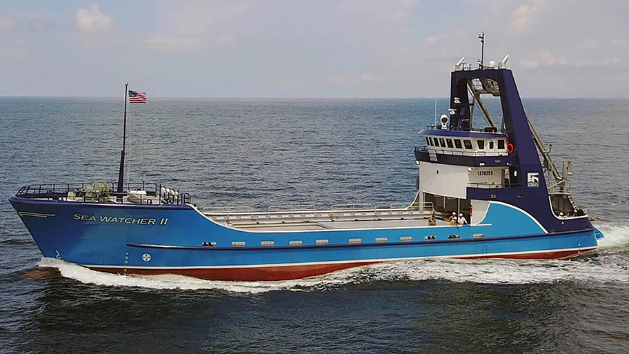 Large fishing vessel on open water