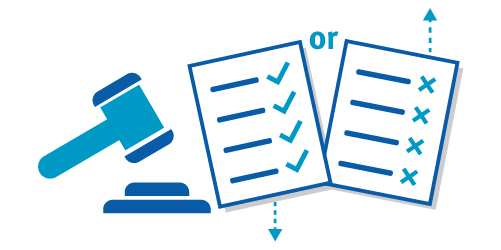 Icon illustrating independent adjudicator decision for objection notices