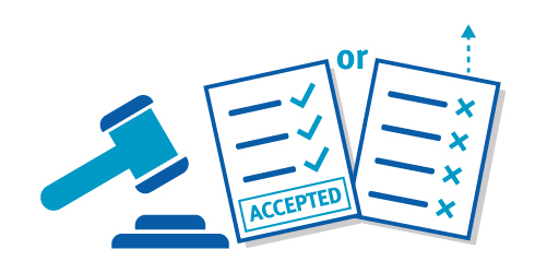 Icon illustrating independent adjudicator accepting changes in objection process