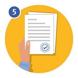 Illustration of a hand holding a document with a tick on it