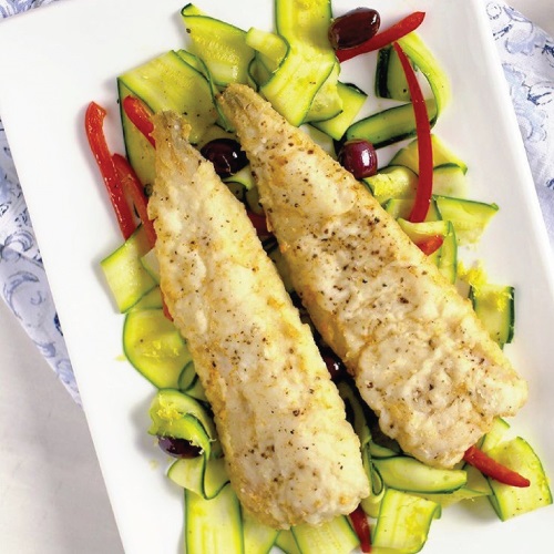 Cape hake fillet with zucchini salad