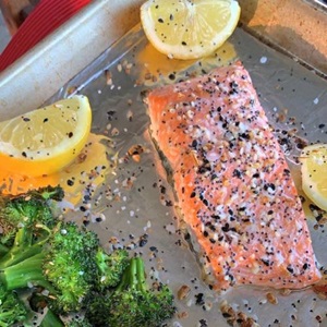 Sheet pan, everything but the bagel, salmon