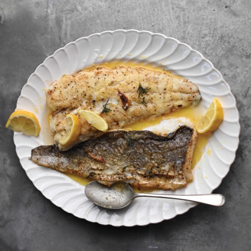 Hake fried in 'bokkom' butter