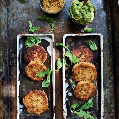 Salmon cakes with chimichurri