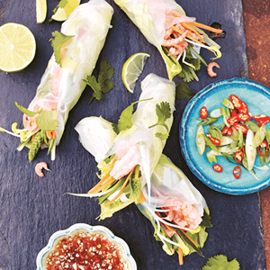 Spring rolls with wild prawns