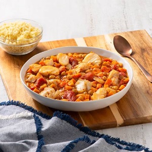 Tagine of wild cod, chickpeas and parsley