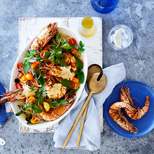 Wild tiger prawn salad
