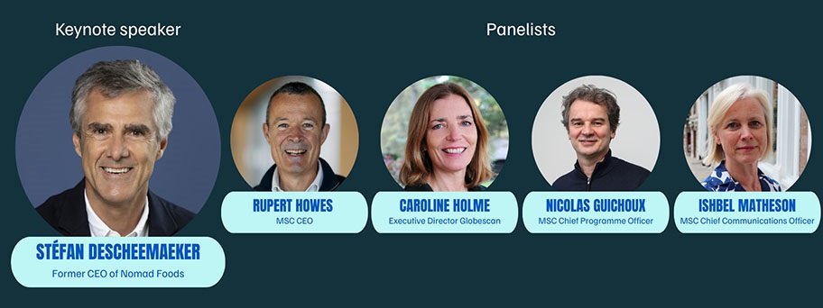 Slide showing Seafood Futures Forum 2026 speakers