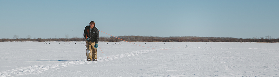 Ice fishing on Waterhen Lake