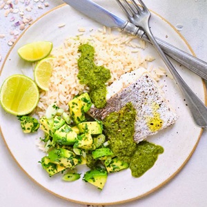 Hake avocado and mojo verde