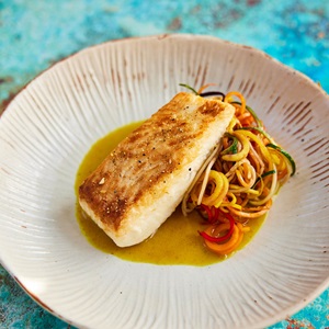 Halibut and Colorful Zoodles