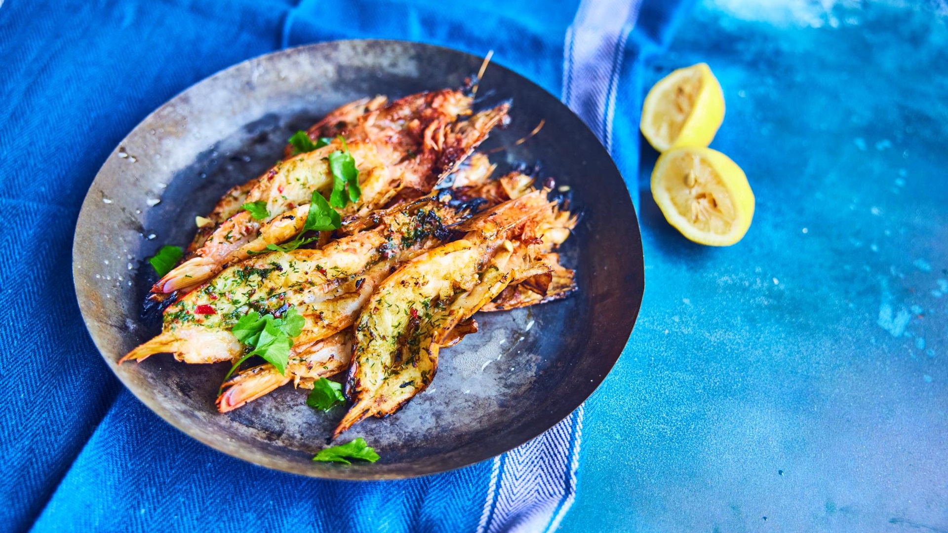 Butterflied prawns with garlic, chilli and herb butter by Courtney Roulston