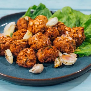 Air Fried Garlic Tuna Nuggets with Lemongrass and Lime Leaves