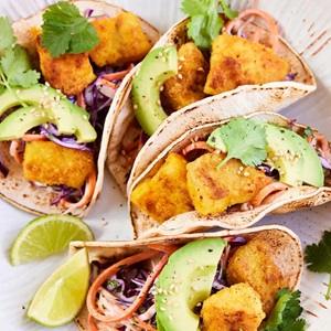 Spiced hake tacos