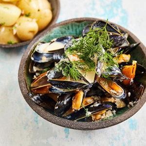 Creamy Nordic blue mussels