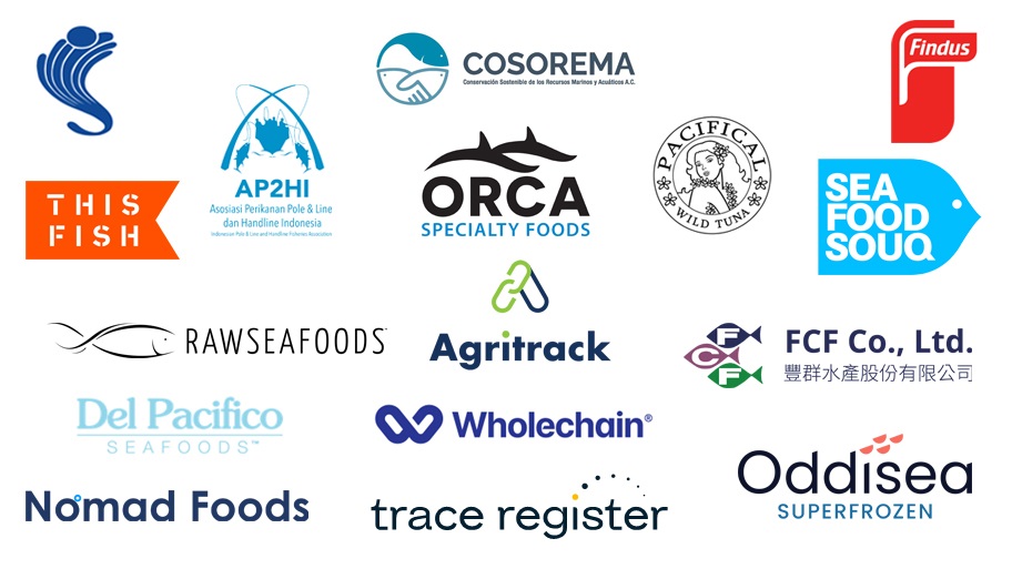 Logos of MSC Chain of Custody partner businesses taking part in the Traceability Enhancement Project
