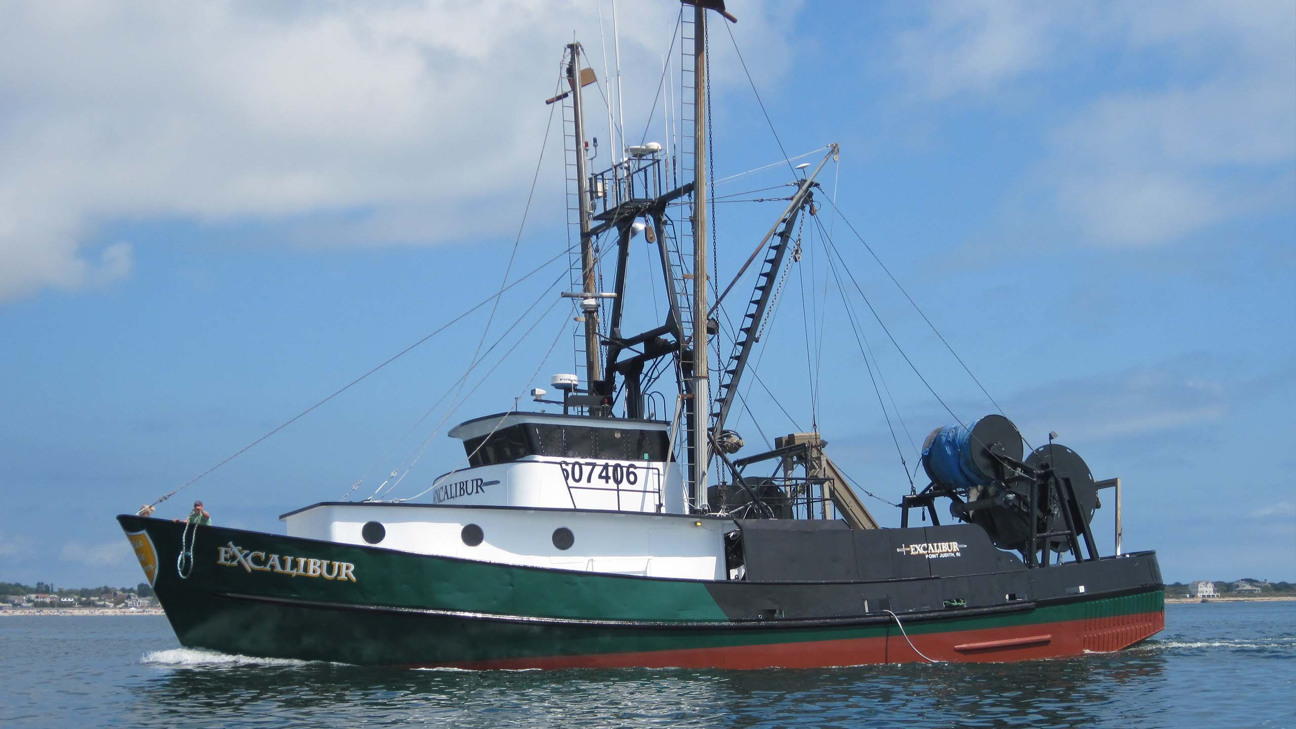 A squid boat coming back to the dock