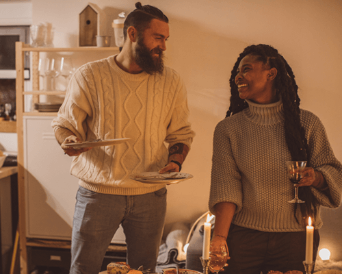 Couple at Dinner Party