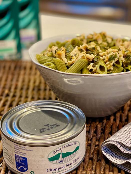 pasta dish with canned seafood