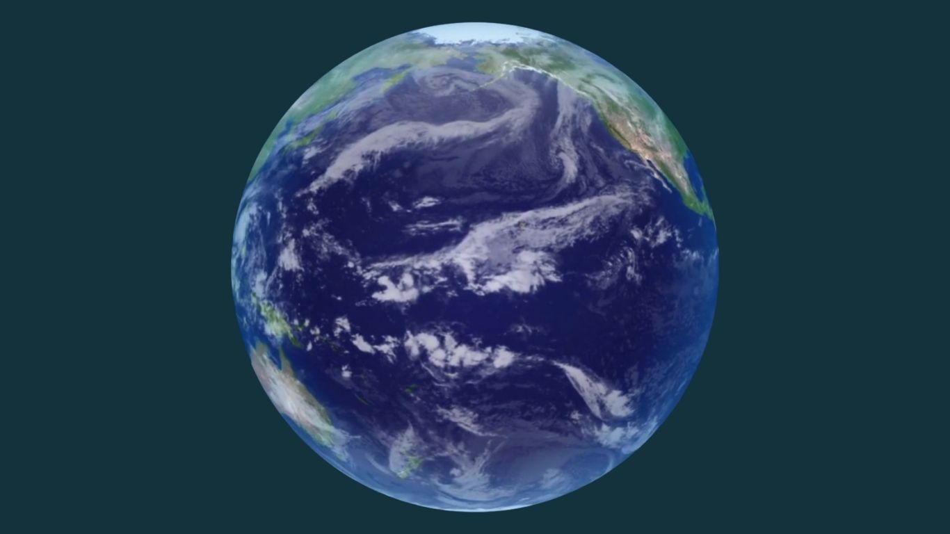 Satellite view of Earth from space showing the vastness of the Pacific ocean