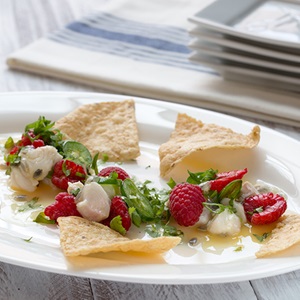 Raspberry passion fruit ceviche