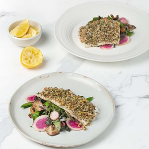 Nut and herb crusted baked haddock