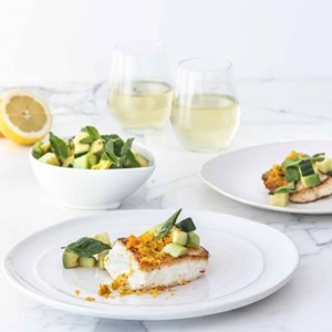 Citrus dusted wild halibut, fresh avocado salsa