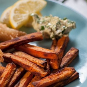 Beer battered fish and chips