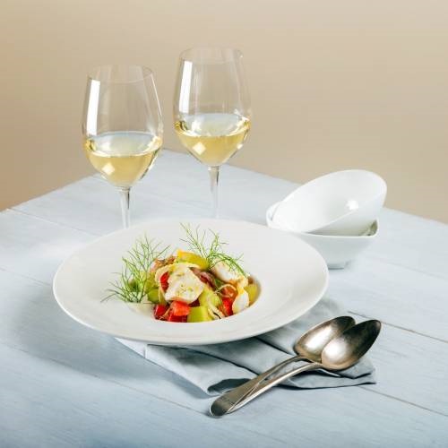 Citrus, melon & wild cod salad
