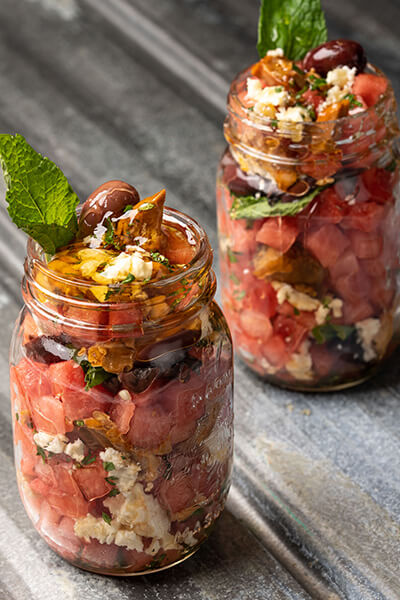 Wild Tuna and Watermelon Salad with Olive, Feta, and Mint