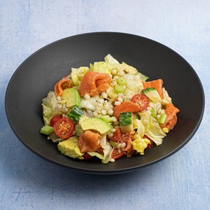 Israeli Couscous Chopped Salad with Smoked Salmon