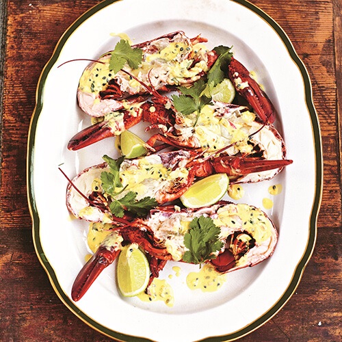 Kreeft met passievrucht en mosterd