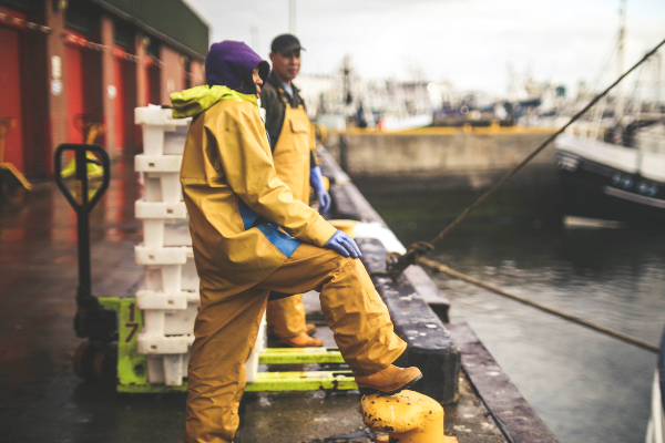 Project UK fishers in yellow overalls