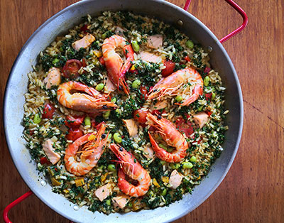 Forever Salmon and Prawn Paella