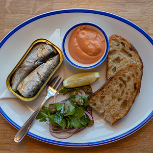 Canned Sardines on Toast with Capers and Red Onion