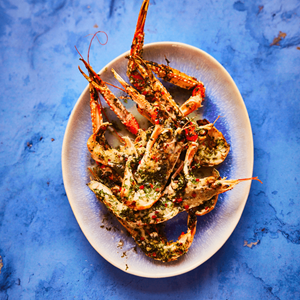 Gratinerade havskräftor med vitlök, chili och vitt vin