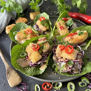 Krispig kolja med en smakrik sesammayo