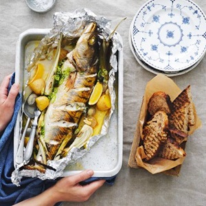 Gebackener Hecht in Weißweinsauce