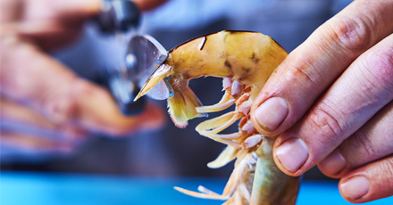 Butterflied prawns - Step 1