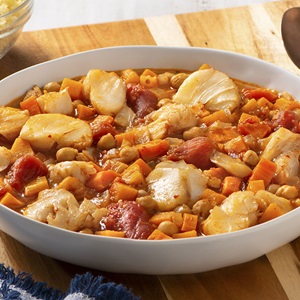 Tagine of wild cod, chickpeas and parsley 