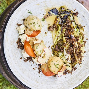 Apple smoked scallops
