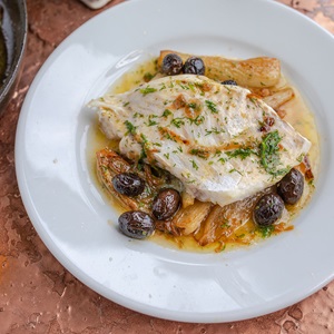 Haddock with Fennel, lemon and Black Olives