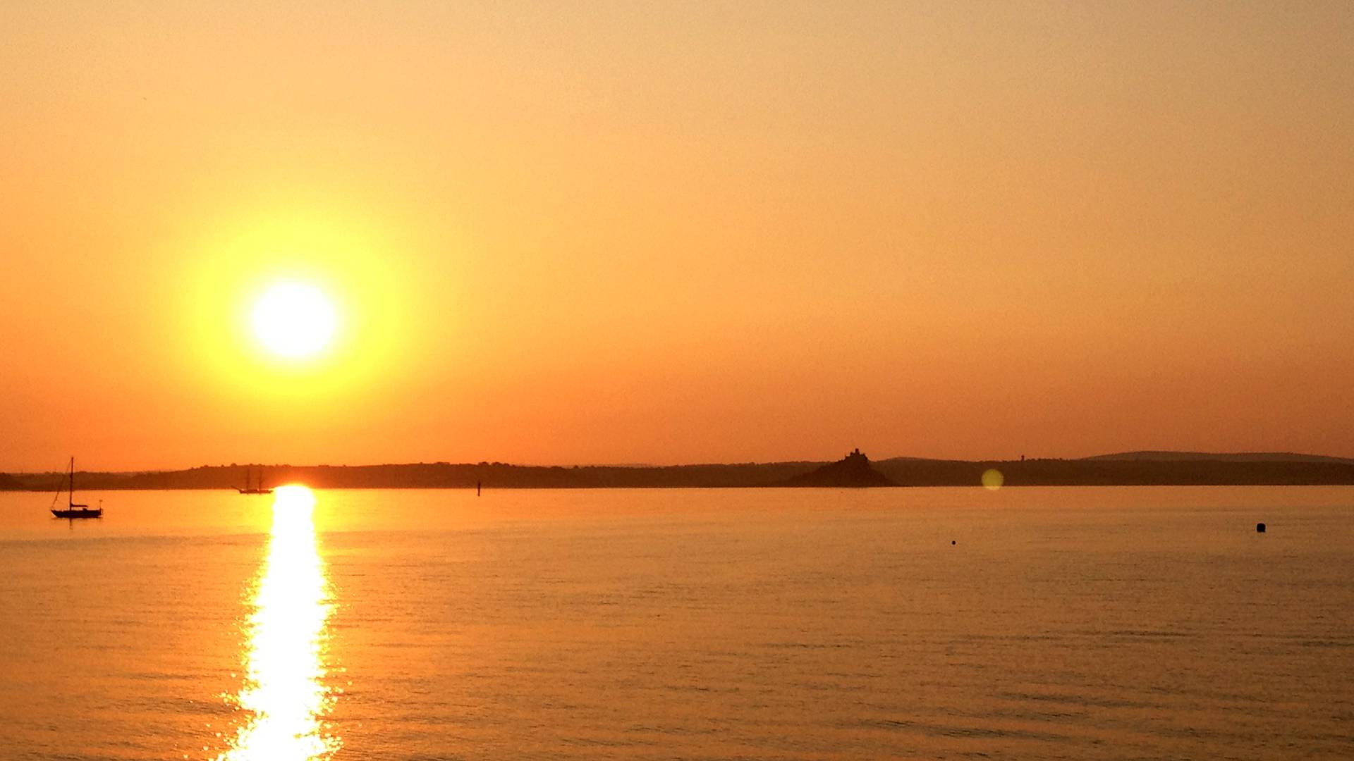 Sunset over Cornish coast