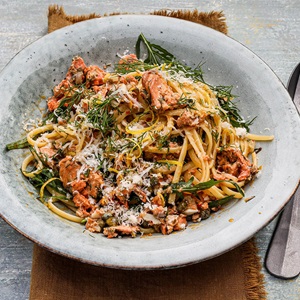 Salmon Linguine with Chilli Oil