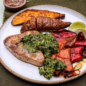 Tuna Steaks with Kale Chimichurri