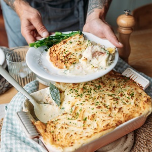 Fish pie with cheddar mash