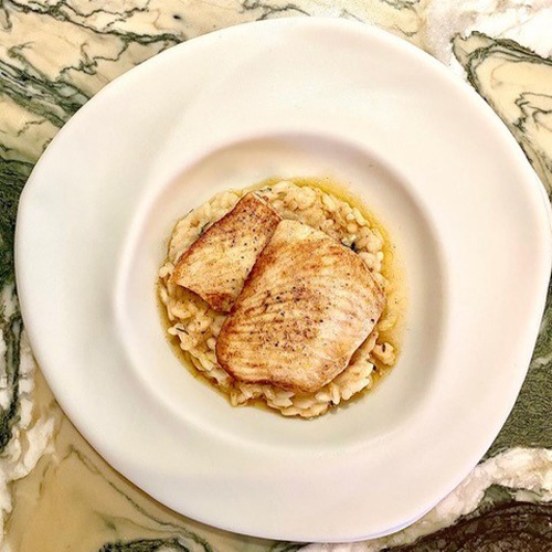 Tom Aikens Baked plaice with lemon peel and lemon risotto Marine Stewardship Council