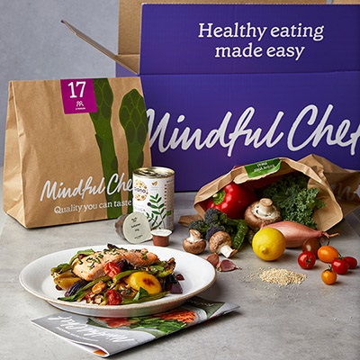 Mindful Chef recipe box with ingredients