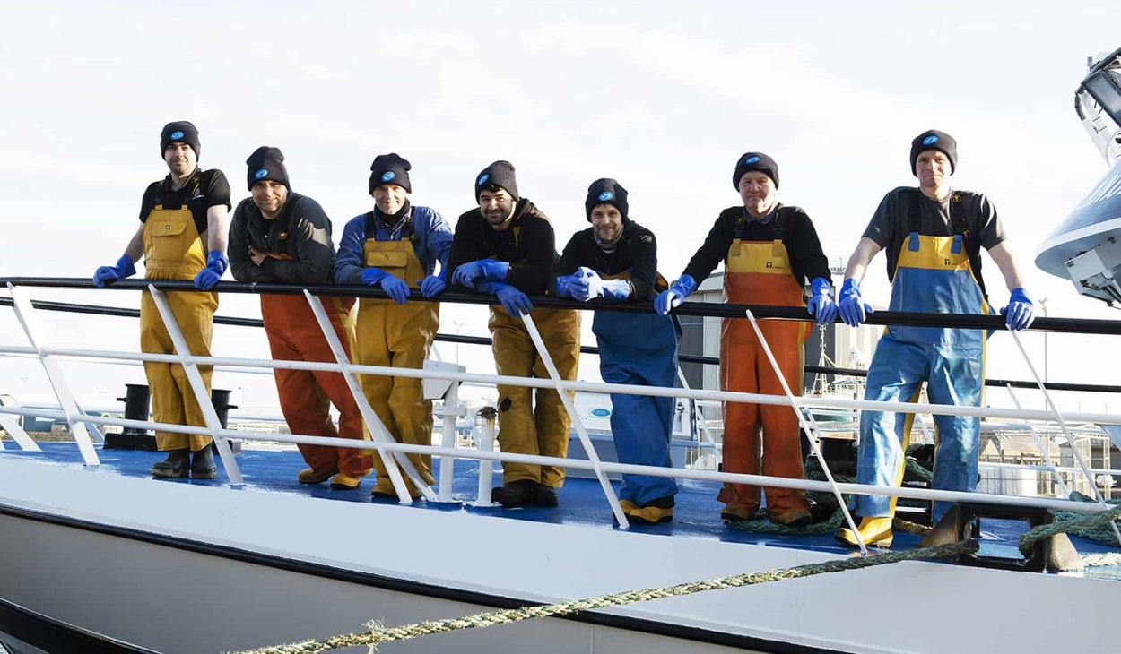 Haddock fishermen on board boat